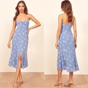 Reformation Blue Floral Midi Dress size 2